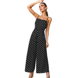 Jumpsuit Women Fashion 2019 Summer New Hot Sale Wave Point Strap Casual Jumpsuit Women's Clothing Wide Leg Pants Women's Suit